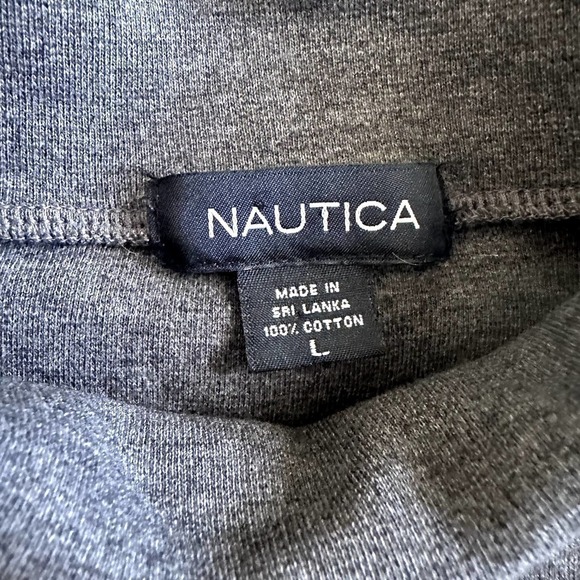 Nautica | Turtle Neck Knitted Sweater | Gray, Blue | Size: Large - Picture 3 of 7